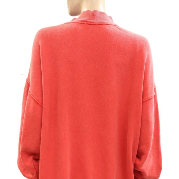 Free People Diana Sweatshirt Top Graphic Printed Oversized Slouchy Red L 284044 - Picture 10 of 10